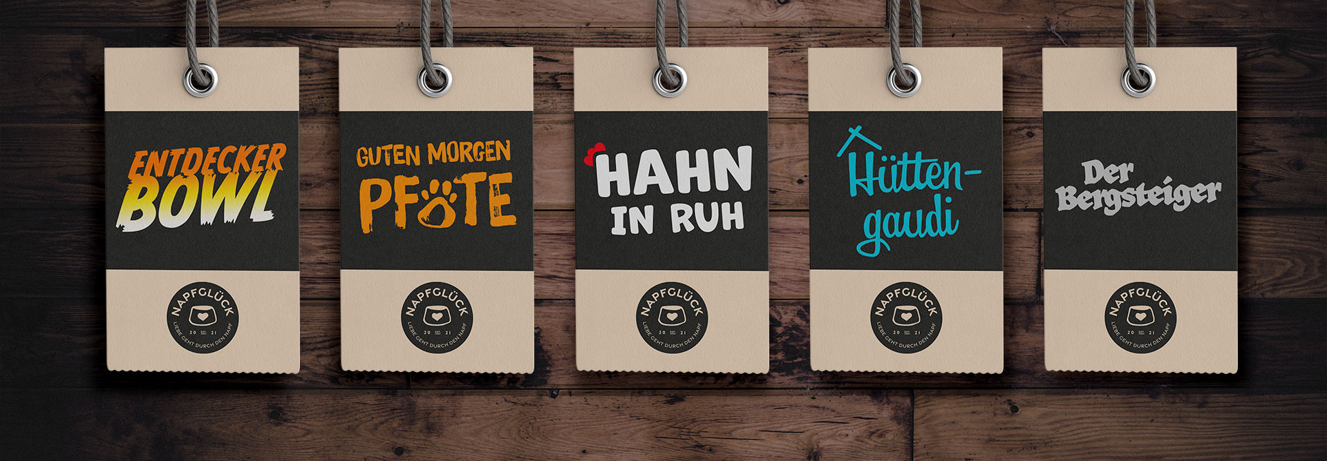 Napfglück Hangtags für Hundemenüs